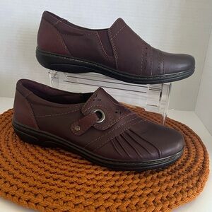 Earth Origins Glendale Gabrielle Womens Burgundy Leather Loafer Flats Shoes